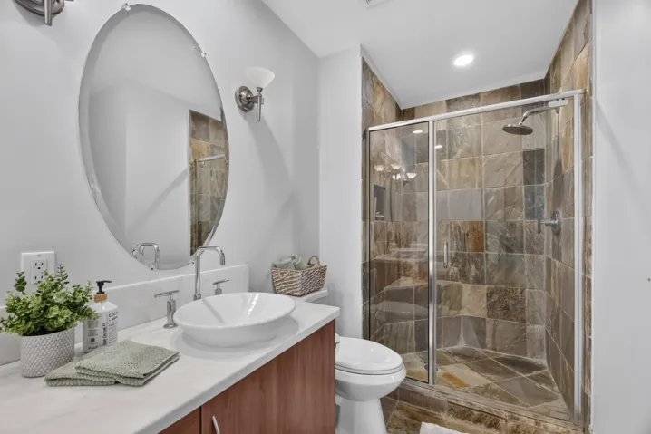 Primary Bathroom with shower, double sink & tub