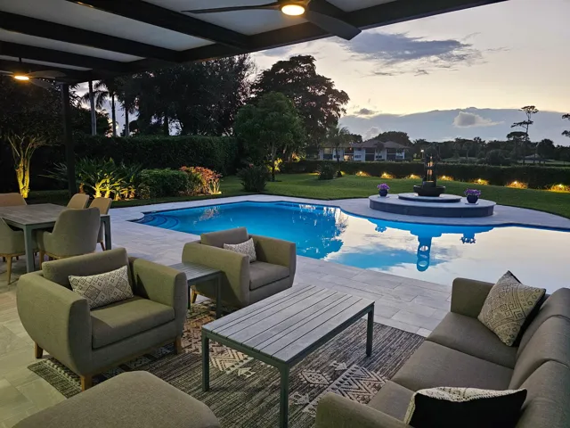 Night Shot Pergola Pool