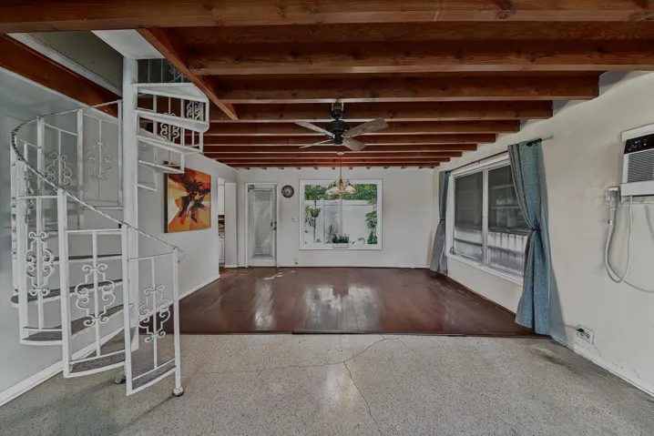 spiral stairs to 2nd floor - blocked for studio apartment