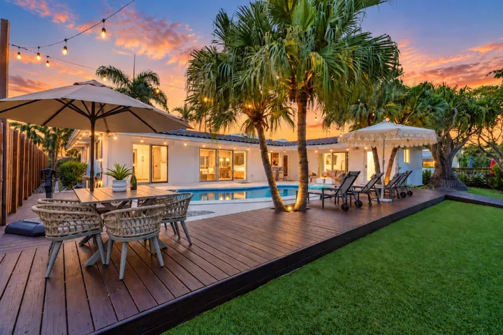 Twilight Tropical Backyard Oasis