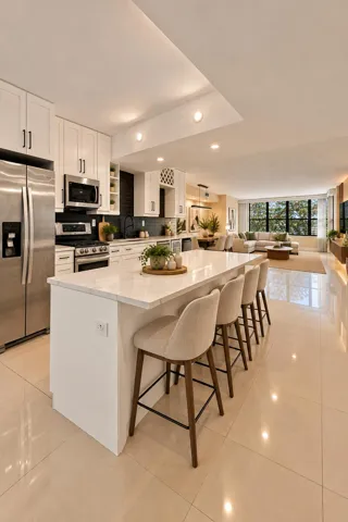 Modern Open-Concept Kitchen and Living S