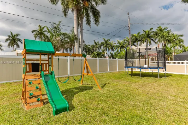 Fenced backyard featuring a manicured lawn and perimeter privacy fencing