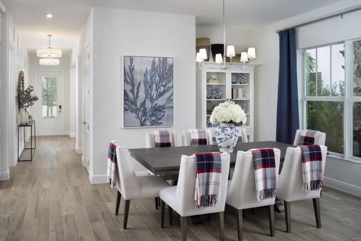 Stock photos represent builder's floorplan