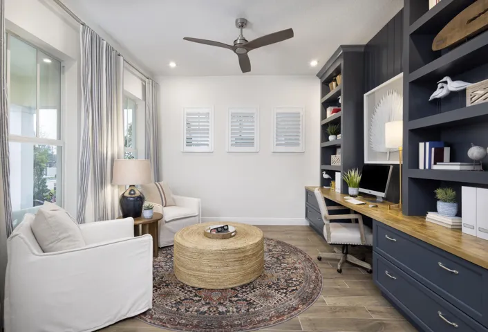 Stock photos represent builder's floorplan