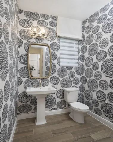 Stock photos represent builder's floorplan