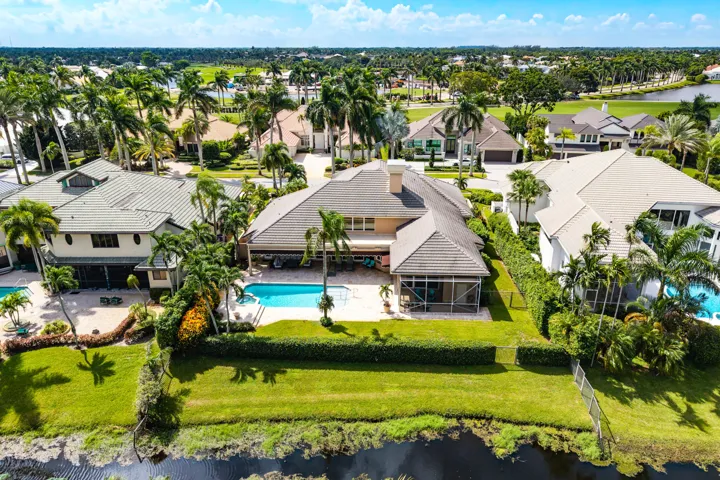 Aerial of backyard and pool