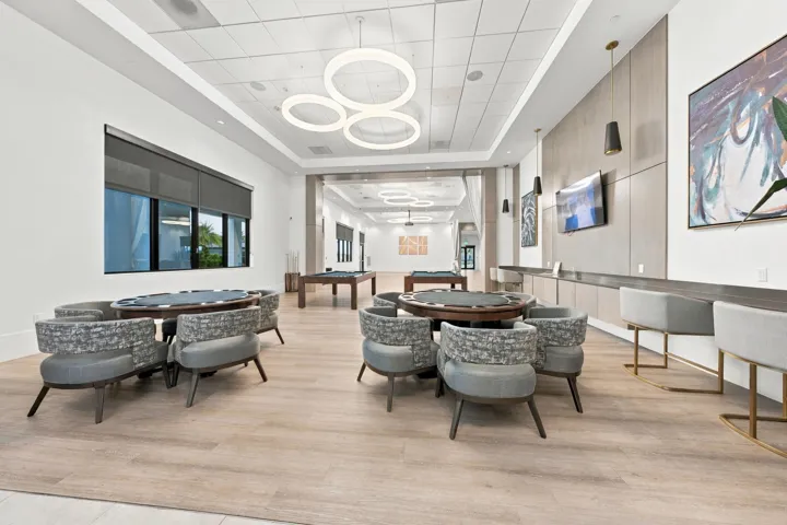 Cresswind clubhouse game room pool and poker tables