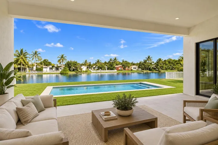 virtually staged Covered patio (no pool)