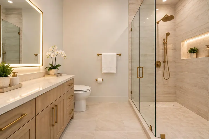 Virtually staged primary shower