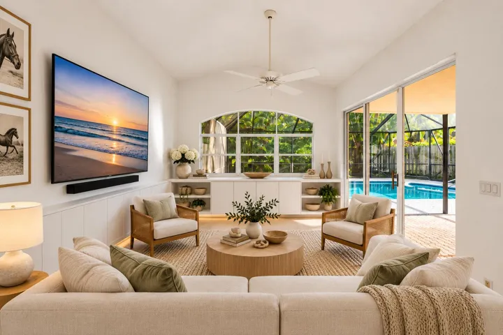 Virtually staged family room