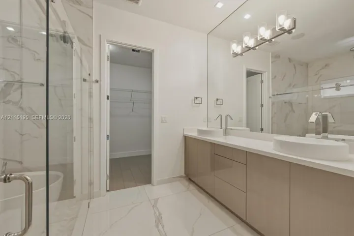 Bathroom with double vanity.