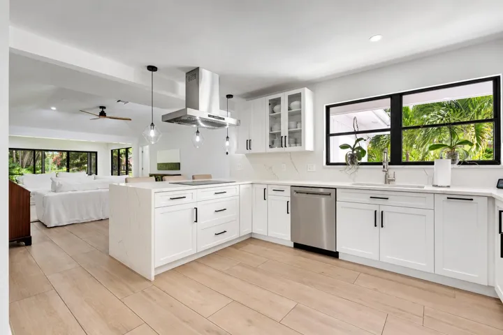 Bright Modern Kitchen with Tropical View