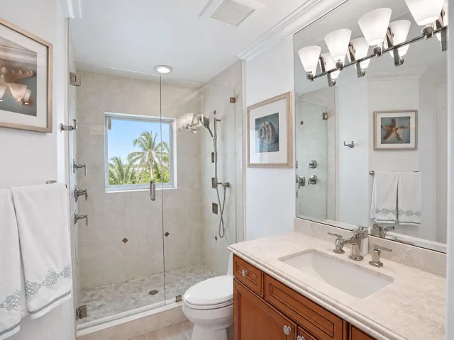Hall bath that adjoins bedroom 2