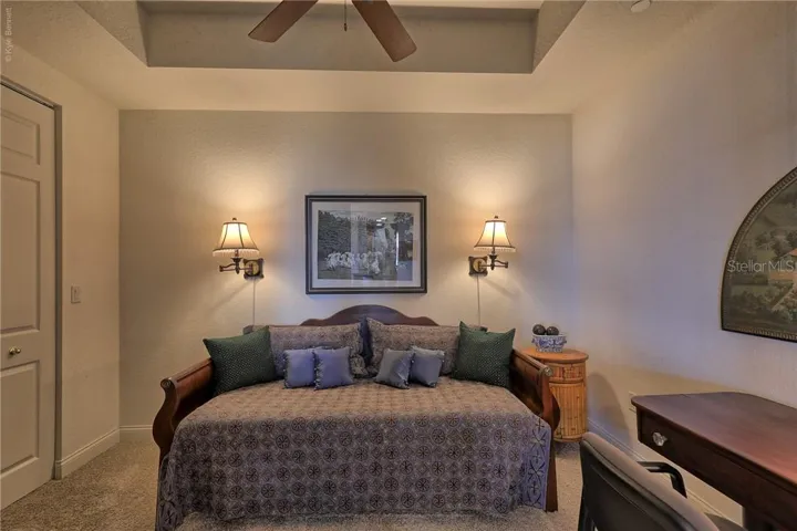 Guest bedroom/office has trundle bed