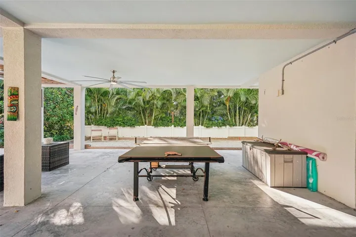 Ping pong table/covered pool area