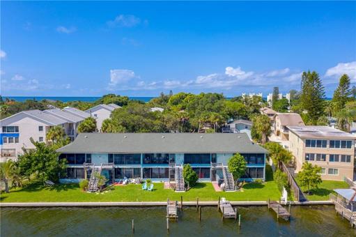 A bird's eye view of the property looking toward the Gulf of Mexico.