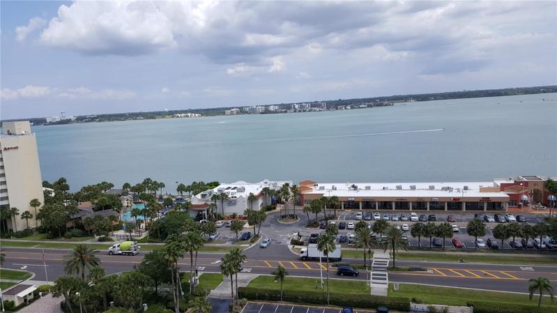 View of Intracoastal from exterior walkway showing Sand Key Shoppes/Restaurants