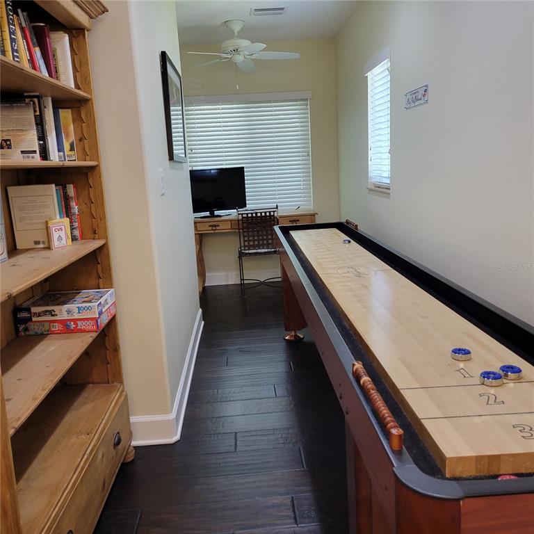 game room, office and  library
