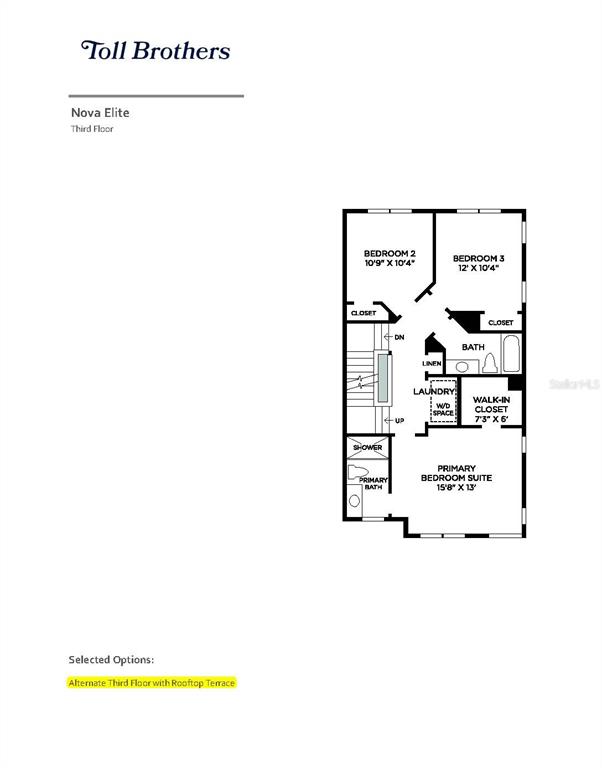 Third floor offers 3 private rooms and access to the rooftop terrace.