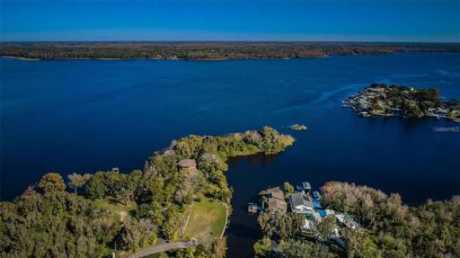 Aerial View of the property in relation to the canal and Lake Tarpon.