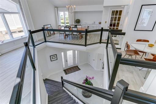 View down to foyer and front entry