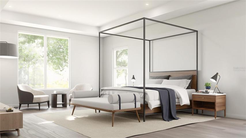 Key Largo 3551 owner's suite. Rendering, to be built. Virtually staged.