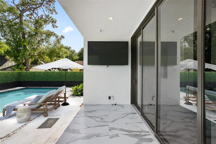 Large covered patio wire for TV.  VS