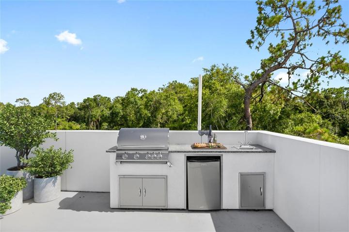 An extensive Roof Top terrace creates the entire third level, features concrete flooring, an outdoor kitchen, and 2,000 sqft of entertaining space perfect for special occasions and gatherings.