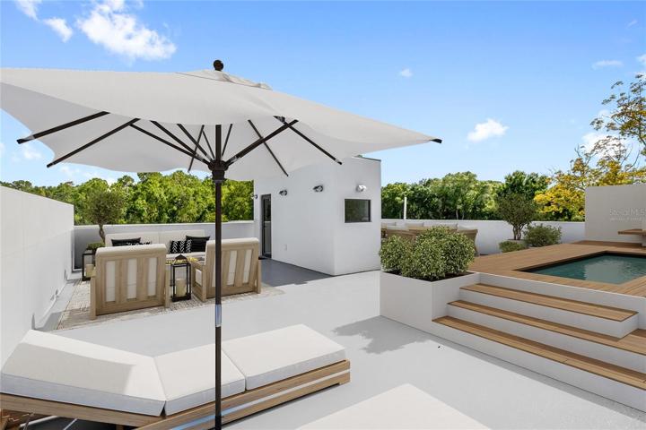 Imagine a spa and firepit on your concrete 2000 SF home!  Virtually Staged roof top