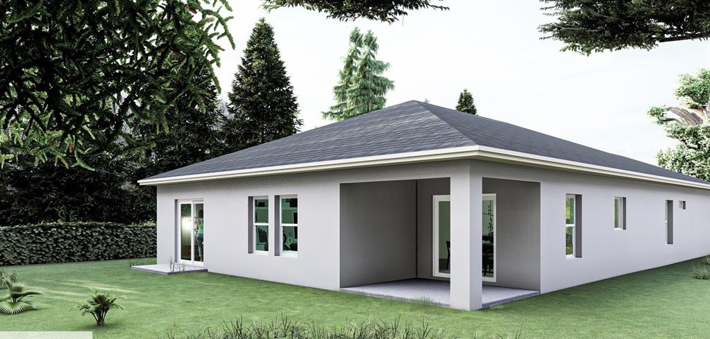Back of the house with sliding door option for master bedroom