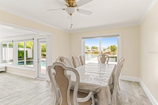 Dining room looking toward pool and canal