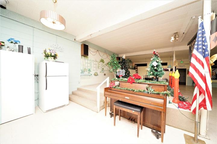 Piano inside the clubhouse.