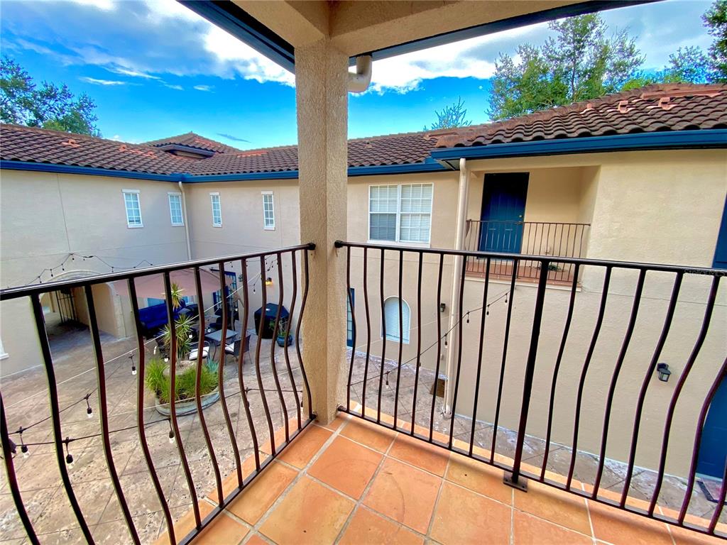 Upstairs balcony overlooking courtyard