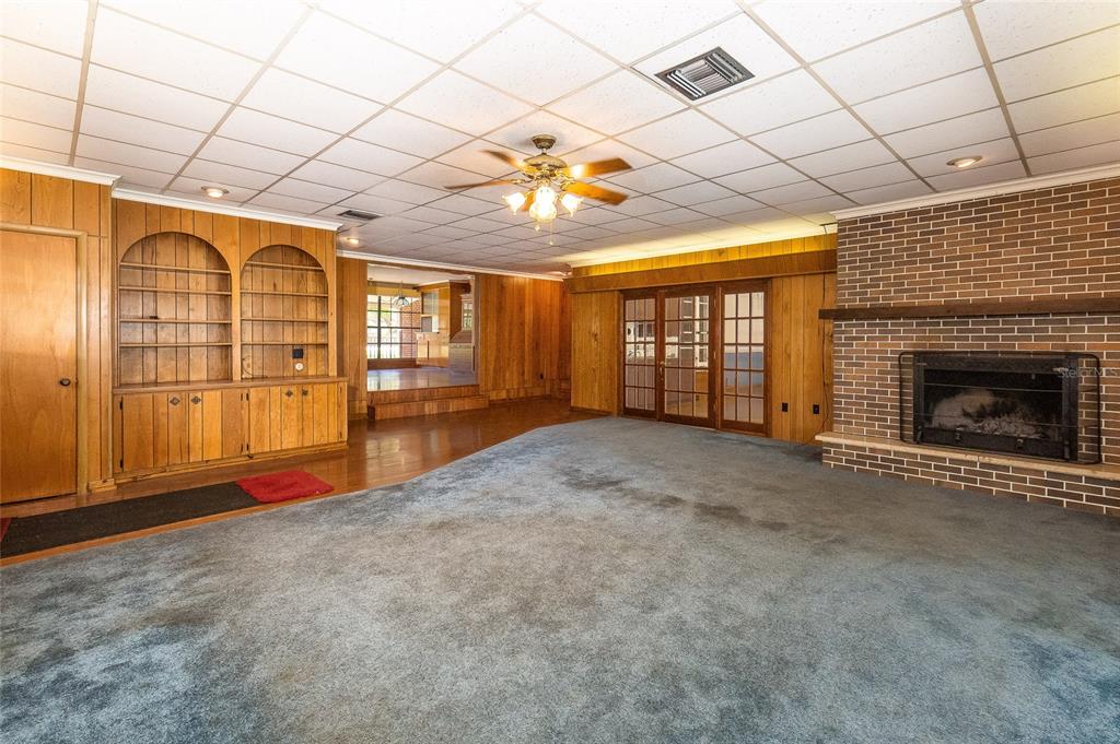 Family Room with Wood Burning Fireplace
