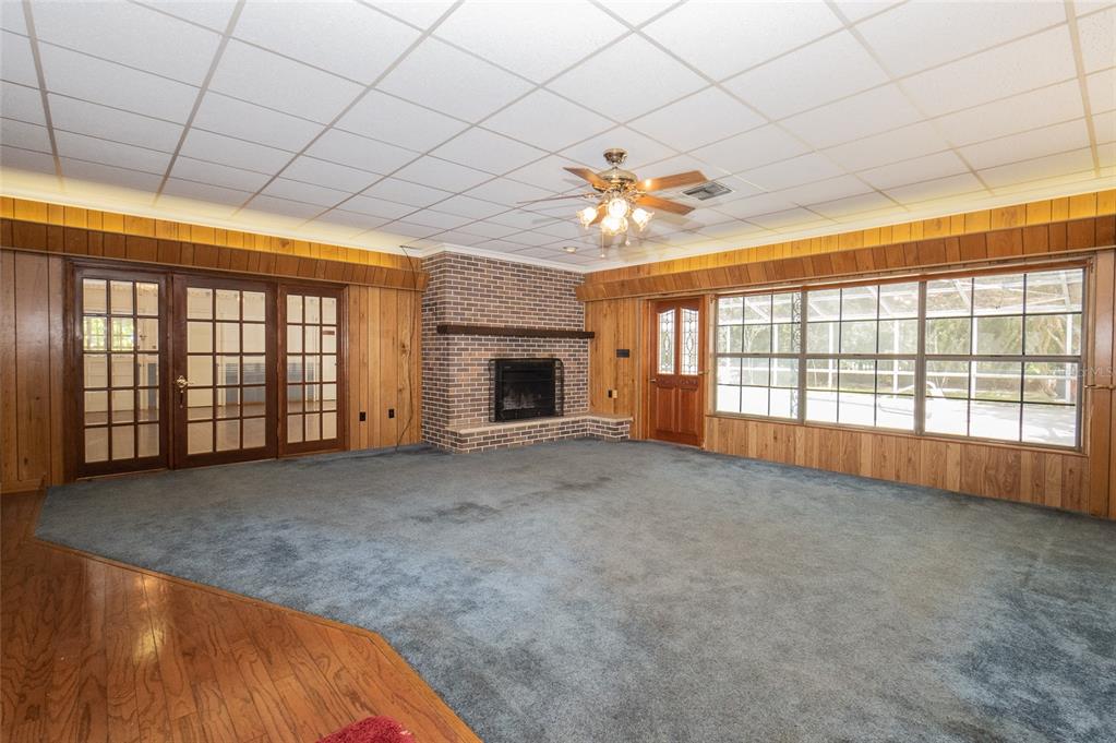 Family Room with Wood Burning Fireplace