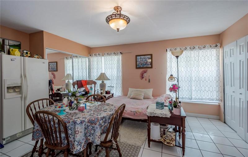 Attached in law suite, bedroom fridge and bathroom
