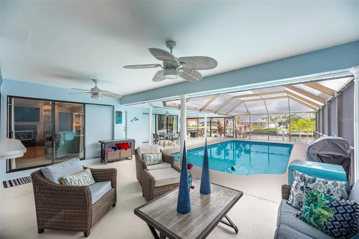 The screened lanai offers in the sun or out of the sun outdoor fun.