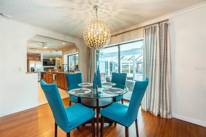 Dining area leads into the kitchen.
