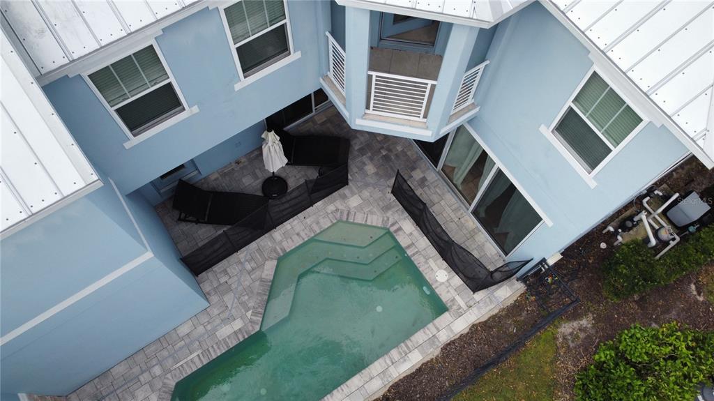 Pool and balcony aerial view