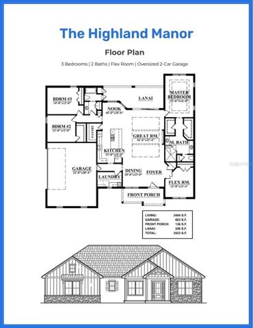 Highland Manor Floor Plan & Elevation