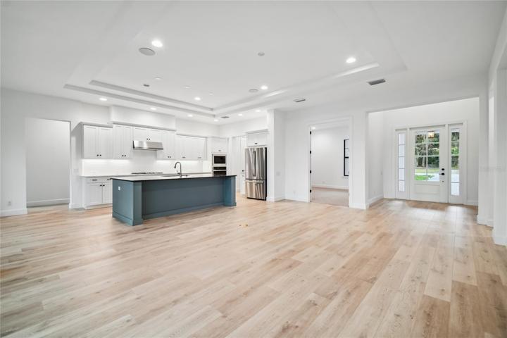 Pantry with wood shelving