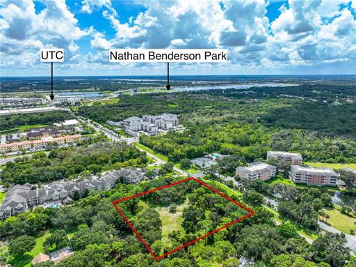 Rear aerial of subject property showing proximity to shopping, restaurants, events, etc...