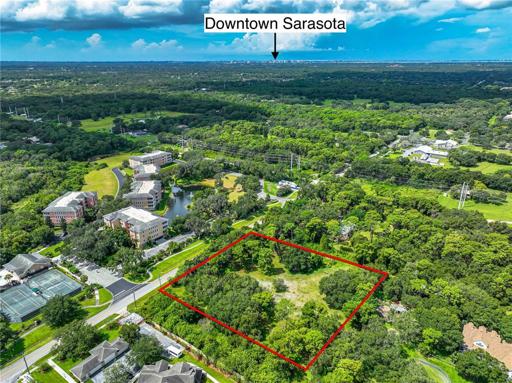 Aerial of subject property showing proximity to Downtown Sarasota, approximately 7.5 MI. 
