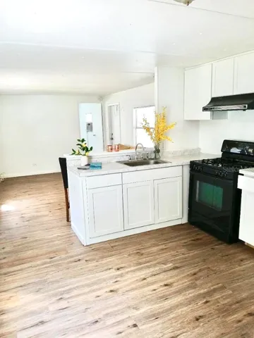 Open concept kitchen gas stove