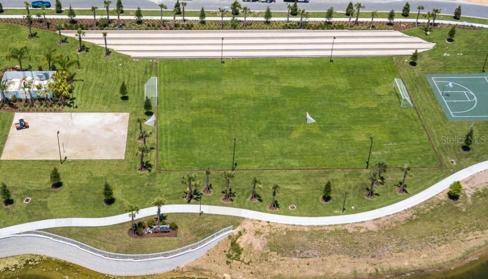 Beach volleyball, soccer field and full basketball court.