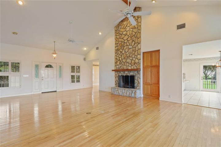 Great room with wood burning fireplace
