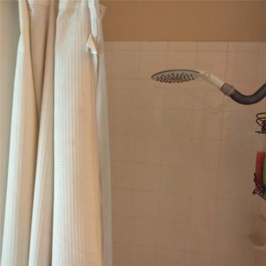 Large shower in the first floor pool bathroom