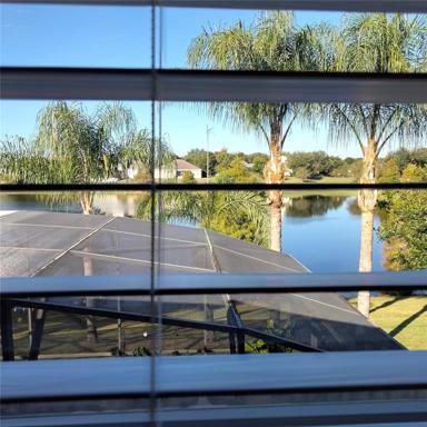 The third bedroom has a nice view of the pool and the pond