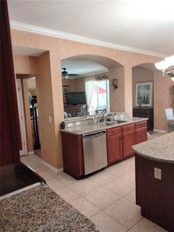 Looking out from the kitchen to the family room