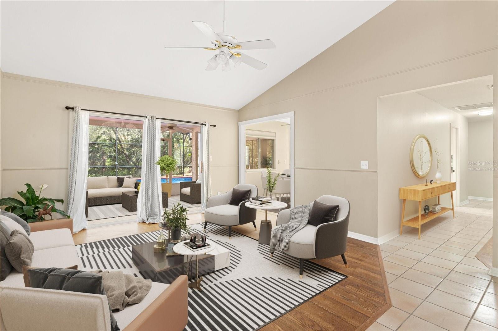 Virtually staged living area